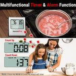 Load image into Gallery viewer, TP16 Digital Cooking Thermometer with large LCD, Stainless Steel Probe, Timer and Clock