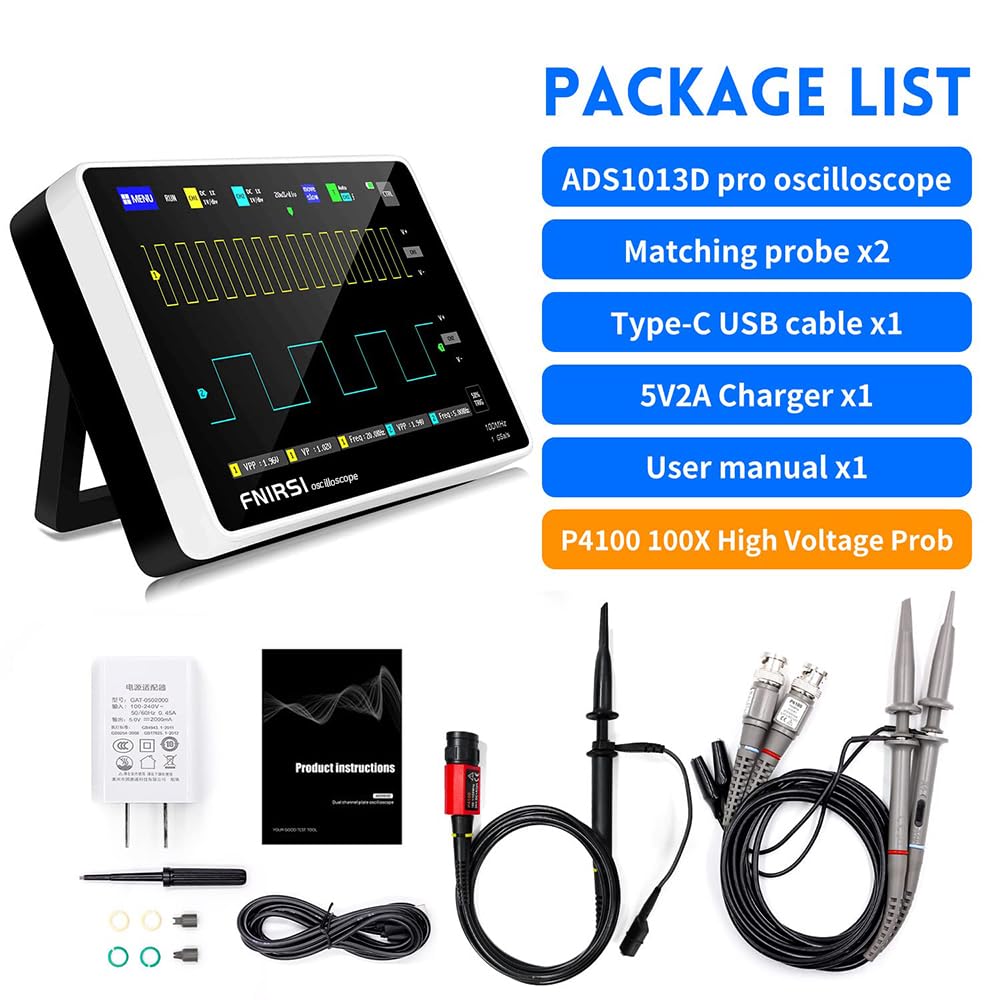 LABART 1013D Plus Oscilloscope Portable Handheld Tablet Oscilloscope with 100X High Voltage Probe