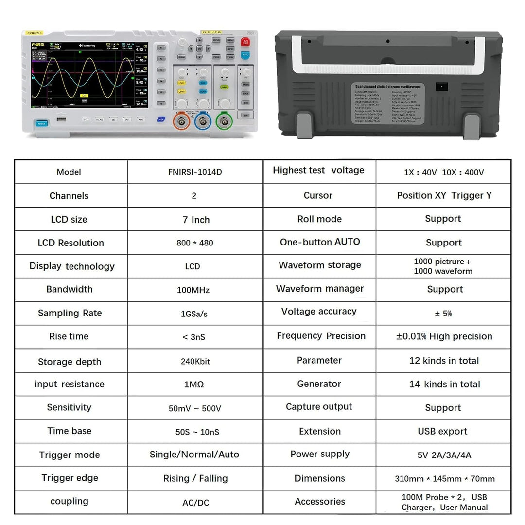 LABART 1014D 2-IN-1 Dual Channel 100MHz 1GS/s Digital Oscilloscope Signal Generator