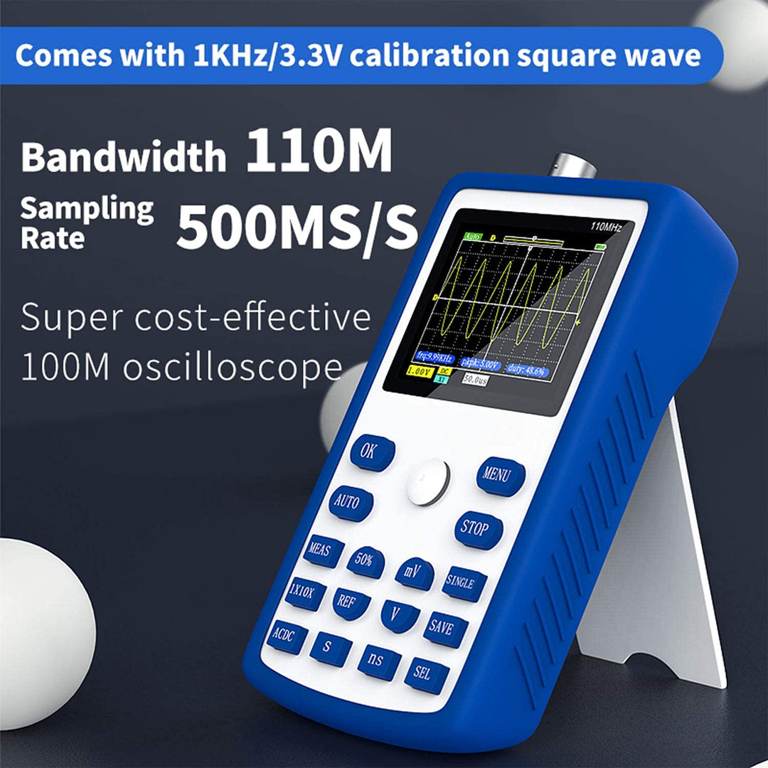 LABART VISLONE Screen Handheld Digital Oscilloscope 500MS/S Sampling Rate with 110MHz Bandwidth 1KHz/3.3V Calibration Square Wave Multipurpose Measuring 1C15
