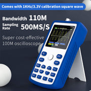LABART VISLONE Screen Handheld Digital Oscilloscope 500MS/S Sampling Rate with 110MHz Bandwidth 1KHz/3.3V Calibration Square Wave Multipurpose Measuring 1C15