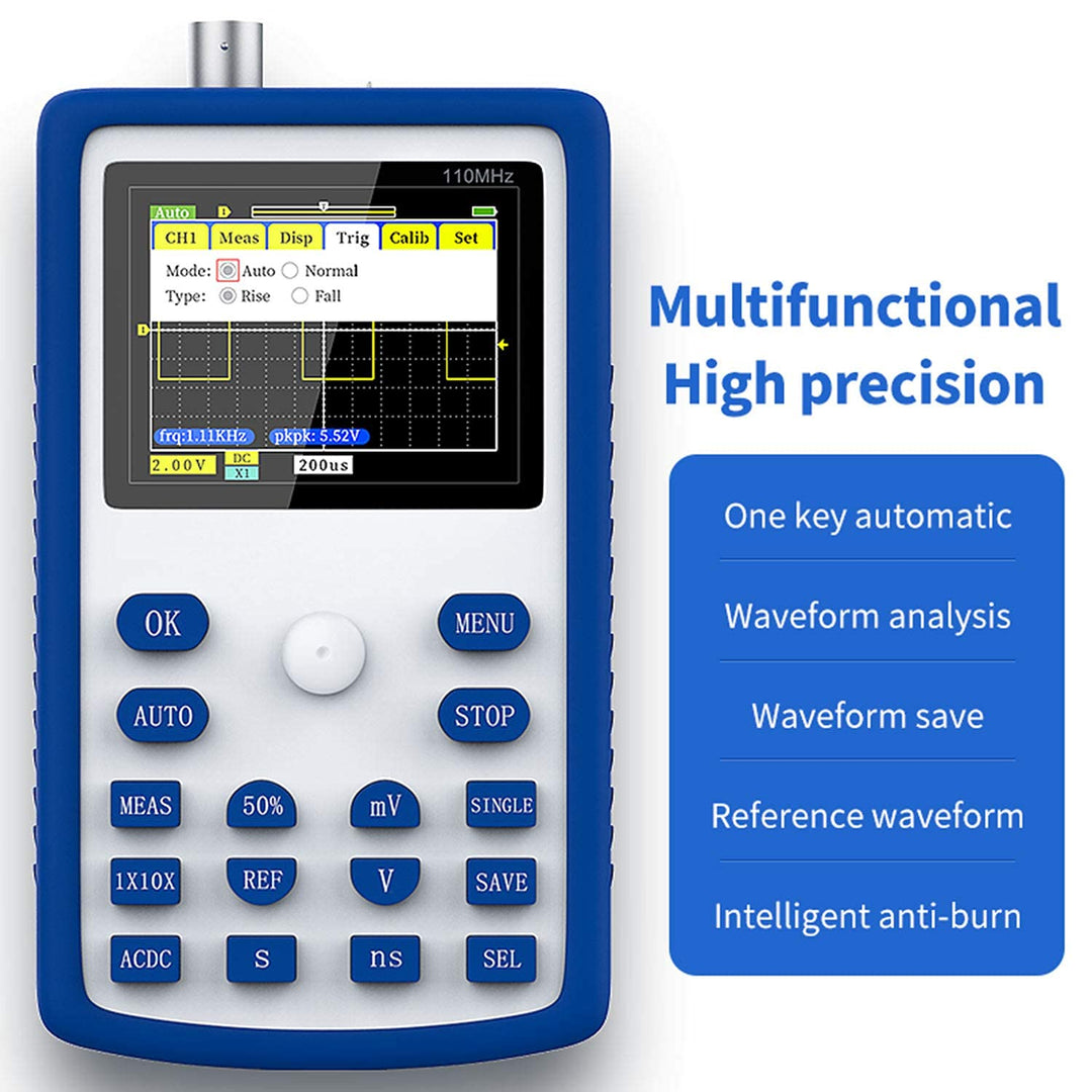 LABART VISLONE Screen Handheld Digital Oscilloscope 500MS/S Sampling Rate with 110MHz Bandwidth 1KHz/3.3V Calibration Square Wave Multipurpose Measuring 1C15