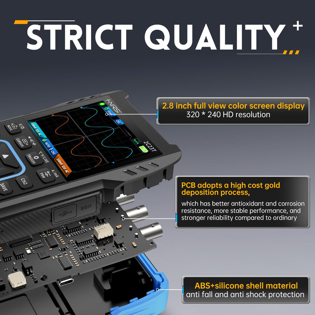 Labart 2C23T Handheld Dual Channel 3-in-1 10MHz 50MS/s Oscilloscope Multimeter DDS Function Generator