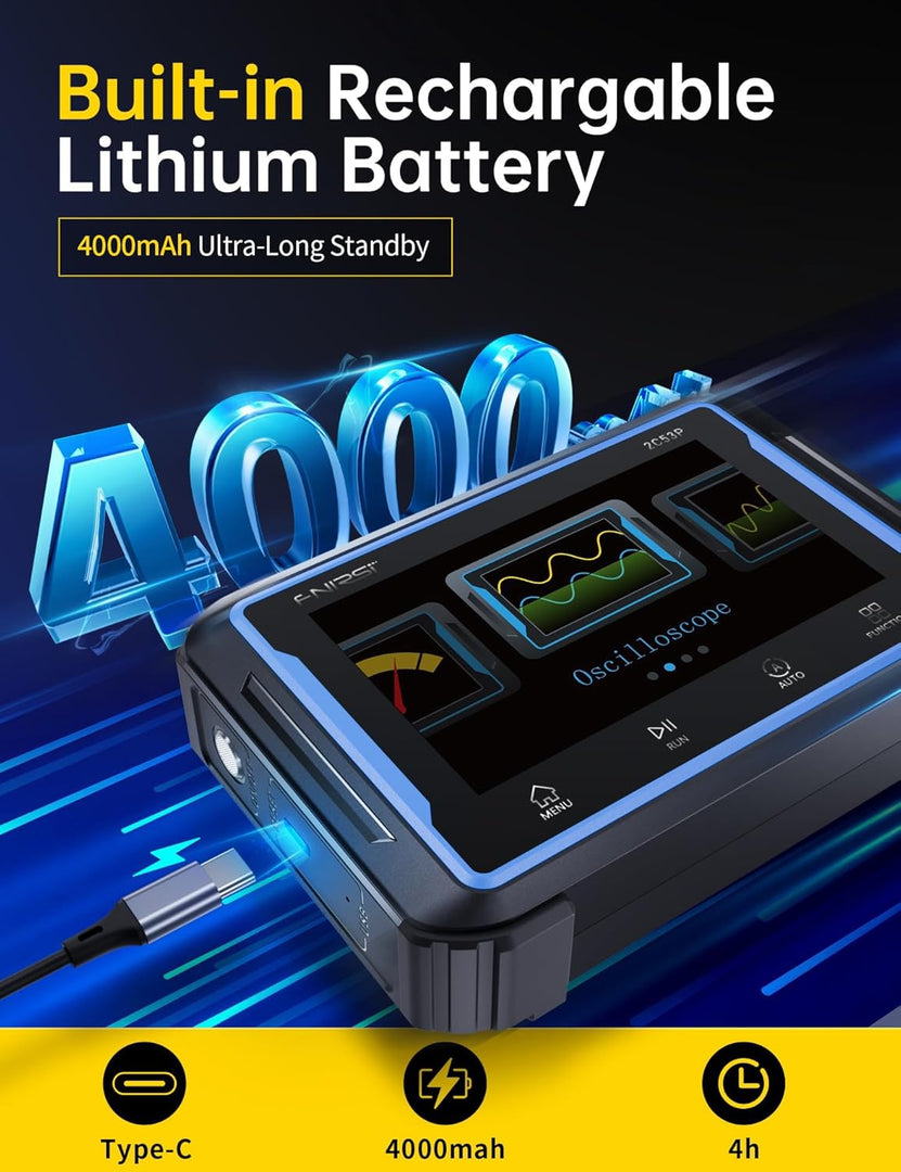 LABART 2C53P Handheld Tablet Oscilloscope Multimeter DDS Signal Generator 3 in 1 2CH Oscilloscope Multimeters with 50Mhz Bandwidth