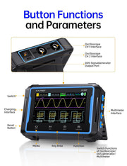 LABART 2C53P Handheld Tablet Oscilloscope Multimeter DDS Signal Generator 3 in 1 2CH Oscilloscope Multimeters with 50Mhz Bandwidth