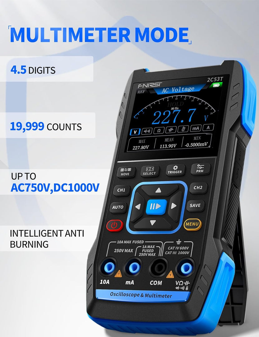 LABART 2C53T Upgraded Handheld Oscilloscope, 50MHz Bandwidth, 3IN1 Digital Oscilloscope Multimeter DDS Generator