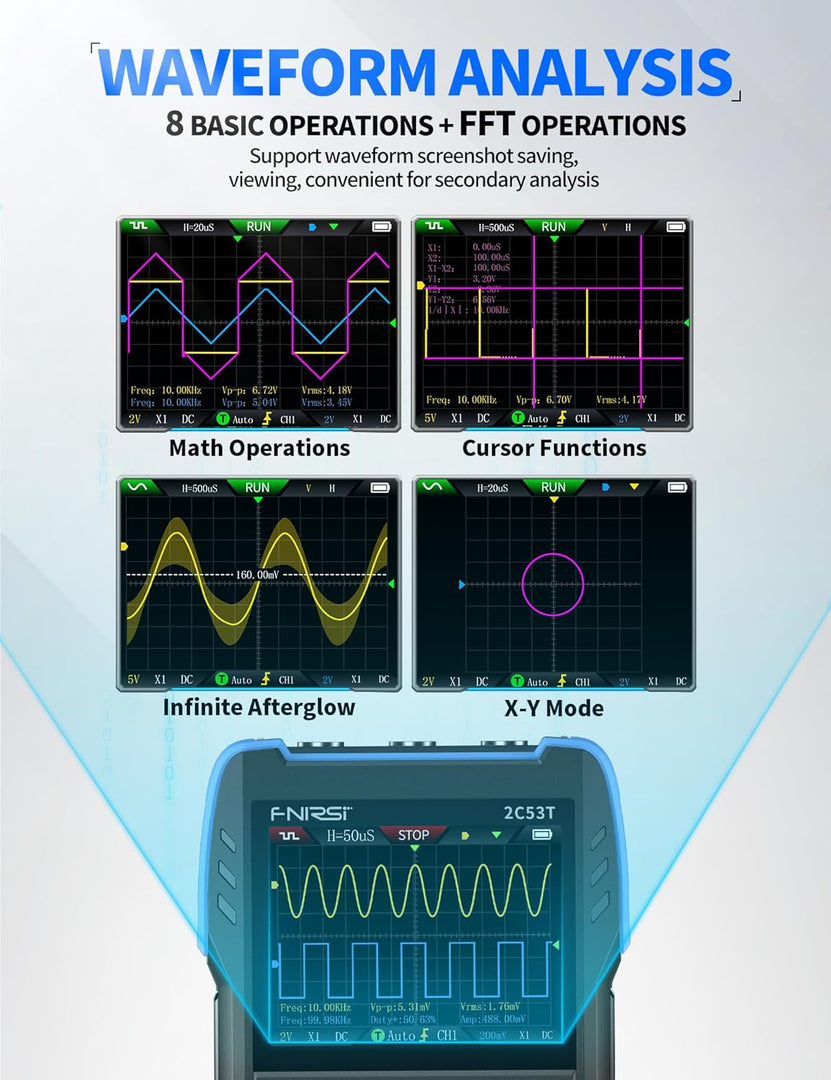 LABART 2C53T Upgraded Handheld Oscilloscope, 50MHz Bandwidth, 3IN1 Digital Oscilloscope Multimeter DDS Generator