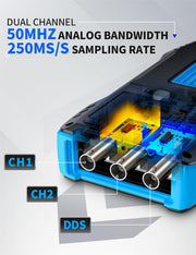 LABART 2C53T Upgraded Handheld Oscilloscope, 50MHz Bandwidth, 3IN1 Digital Oscilloscope Multimeter DDS Generator