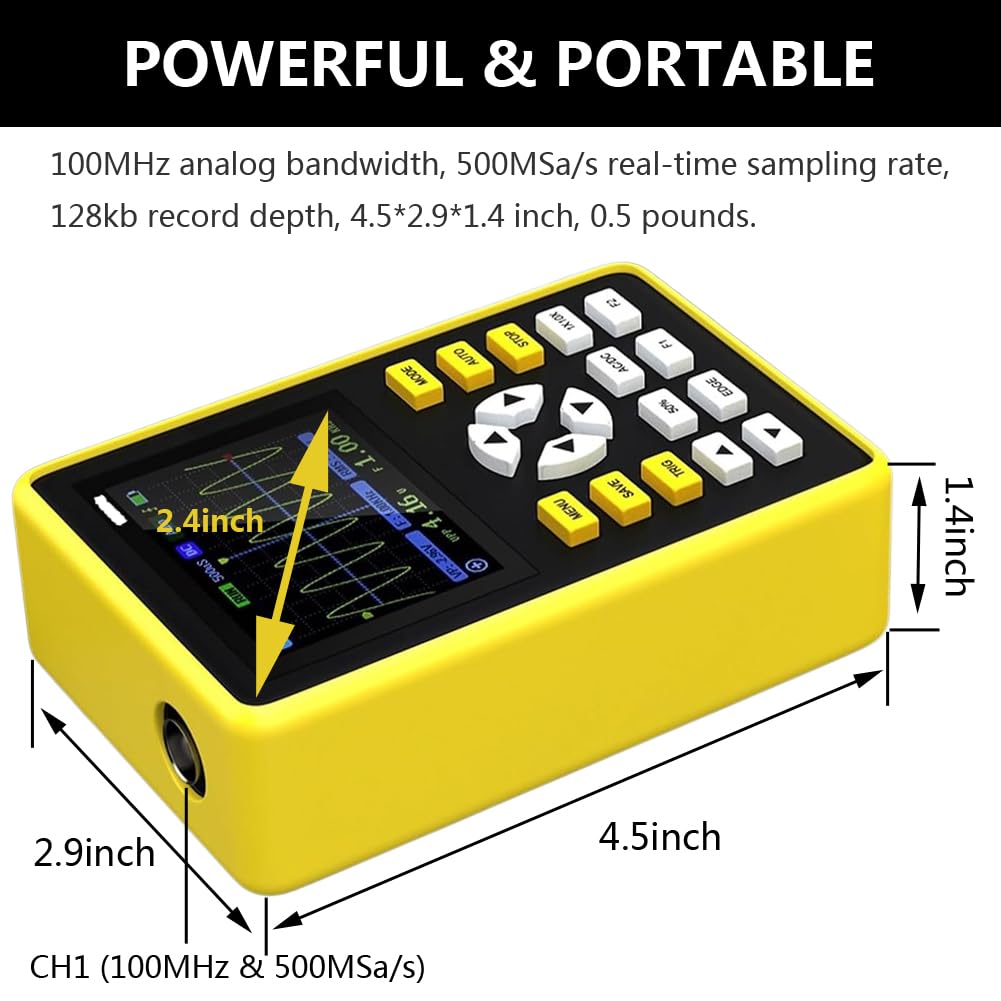 LABART 5012H Digital Professional Oscilloscope Kit with 100mhz Bandwidth 500MS/s Sampling Rate 2.4'' TFT LCD Display