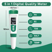 LABART 5-in-1 Digital Water Tester with Voice Function pH/TDS/EC/Salinity/Temp