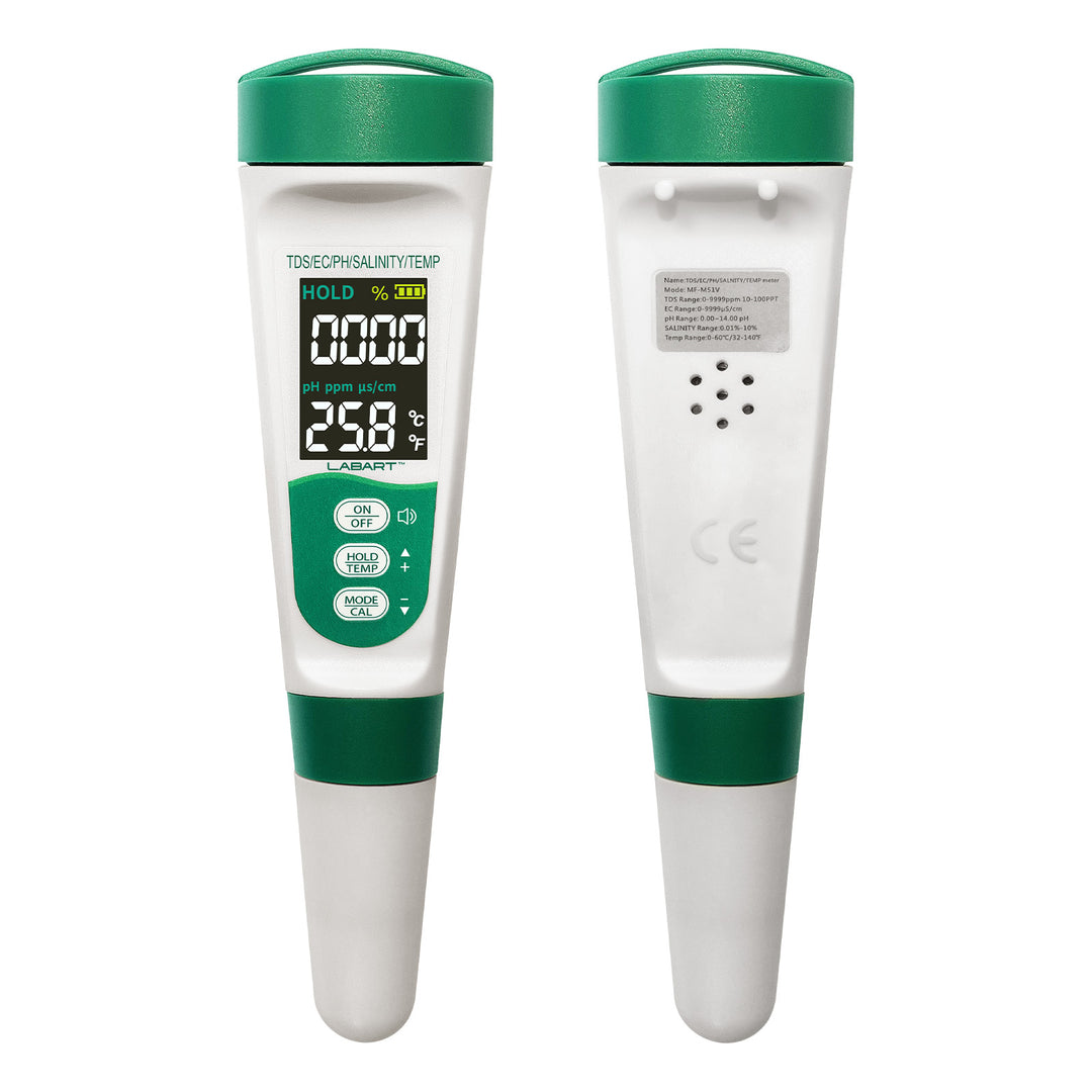 LABART 5-in-1 Digital Water Tester with Voice Function pH/TDS/EC/Salinity/Temp