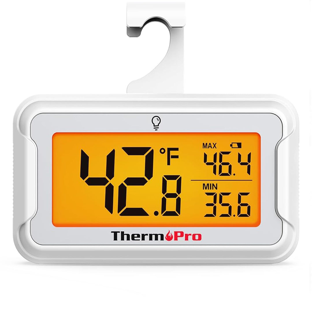 LABART Waterproof Refrigerator Thermometer with Large Backlit LCD and Max/Min Records TP110
