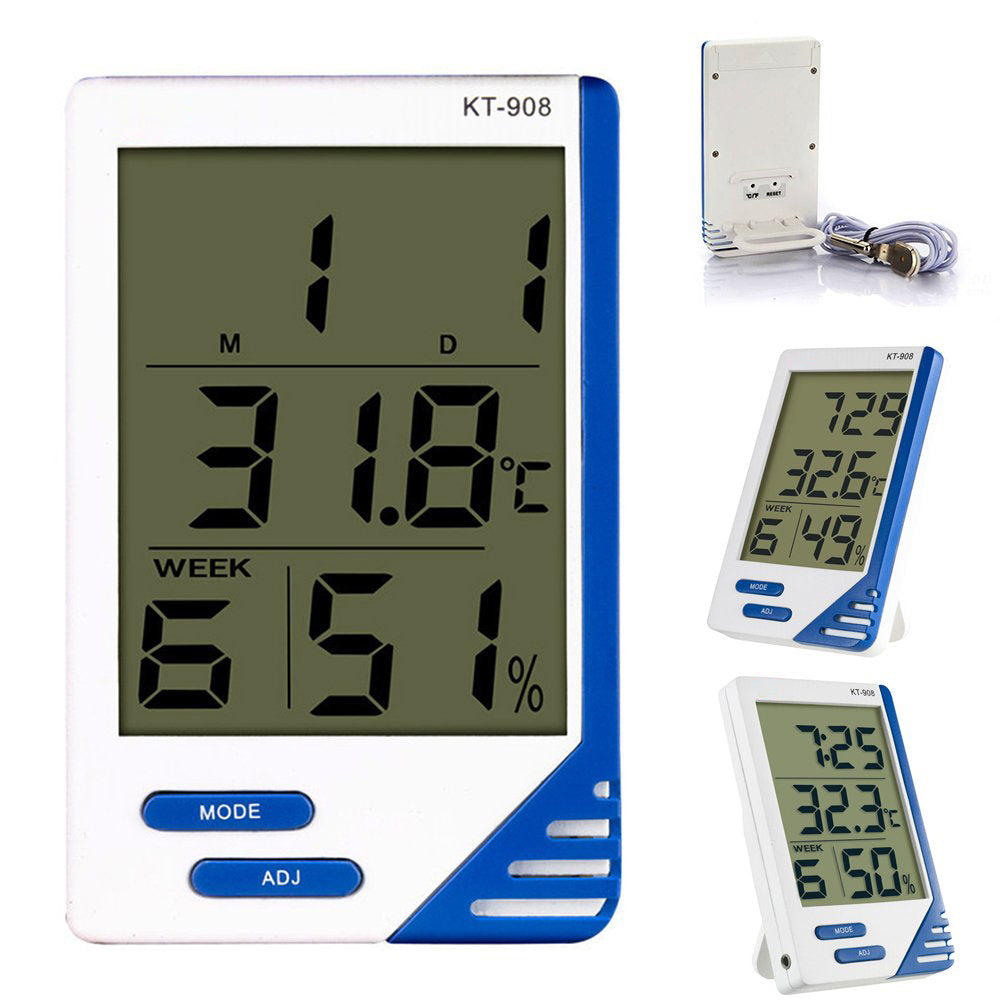 LABART 5 in 1 Digital Temperature Humidity Indoor and outdoor thermo-Hygrometer KT-908