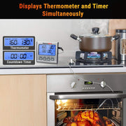 TP17 Dual Probe Digital Meat Thermometer with LCD Backlight, Timer mode and Dual Probes