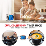 LABART TM02 Digital Kitchen Timer with Dual Countdown Stop Watches Timer/Magnetic Timer Clock with Adjustable Loud Alarm and Backlight
