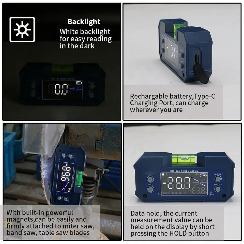 LABART Dual Axis Rechargeable Mini Digital Protractor Inclinometer