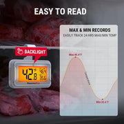 LABART Waterproof Refrigerator Thermometer with Large Backlit LCD and Max/Min Records TP110