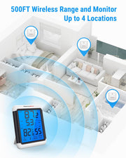 LABART TP65 Digital Wireless Hygrometer Temperature Humidity Monitor with Jumbo Touchscreen and Backlight