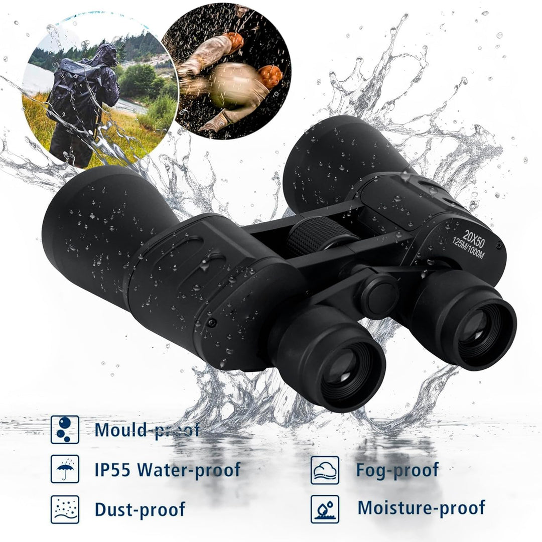 Binoculars 20 x 50 Powerful Prism Binocular Telescope Outdoor with Pouch