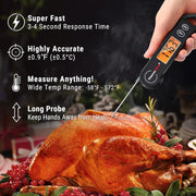 LABART Digital Instant Read Meat Thermometer – Waterproof with Backlit Display for Grill, BBQ & Cooking TP19H