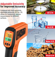 LABART TP450 Dual Laser Temperature Gun for Cooking with Adjustable Emissivity Temp Gun -58℉to 1022℉