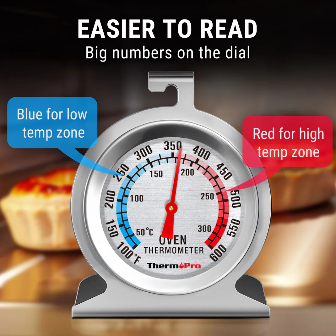 TempPro AOT200 Oven Thermometer, 0-300°C/100-600°F Smoker Temperature Gauge