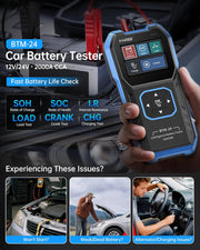 LABART BTM-24 Car Battery Tester 12V 24V, 0-2000 CCA Automotive Alternator Tester, Battery Life Voltage Internal Resistance Charging