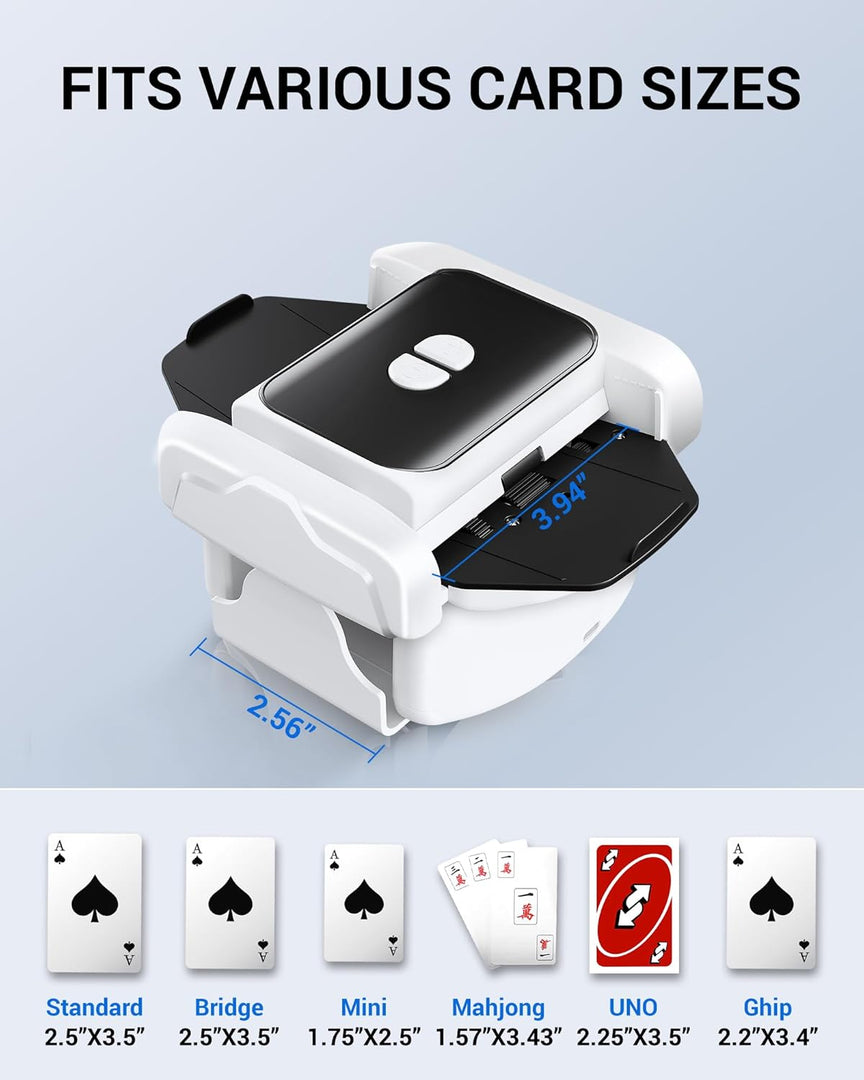 LABART One-Click Automatic Card Shuffler-Rechargeable for 1-2 Decks Low Noise & Efficient for Poker