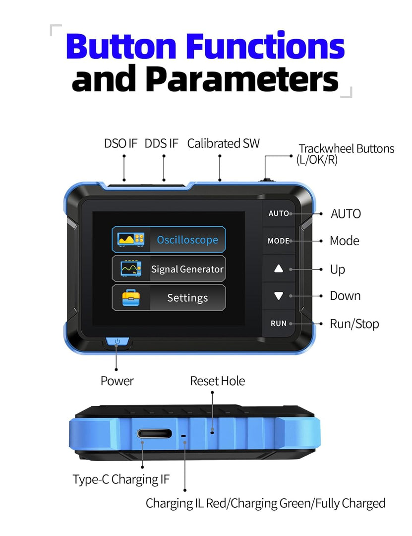 LABART DSO153 2 in 1 Handheld Oscilloscope/DDS Signal Generator, Digital Portable Automotive Oscilloscope with 2.8 inch TFT,