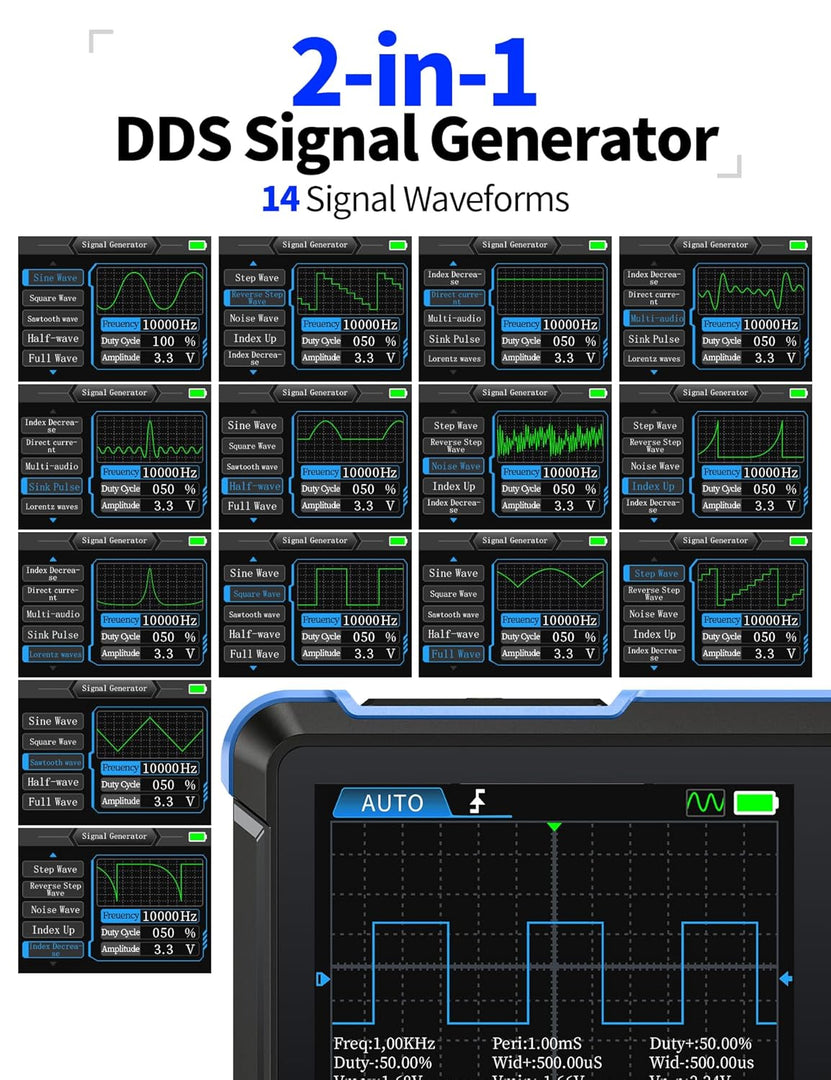 LABART DSO153 2 in 1 Handheld Oscilloscope/DDS Signal Generator, Digital Portable Automotive Oscilloscope with 2.8 inch TFT,