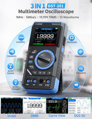 LABART DST-201 3IN1 Digital Multimeter 19999 Counts TRMS, 1MHz Bandwidth Handheld Oscilloscope Multimeter DDS Generator