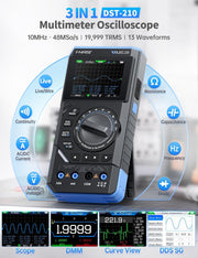 LABART DST-210 Handheld Oscilloscope 10MHz Bandwidth, 19999 Counts, Digital Oscilloscope Multimeter DDS Generator 3 IN 1