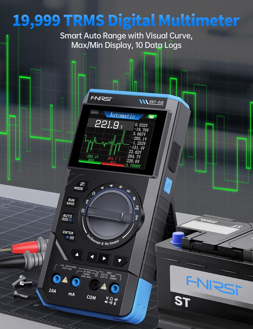 LABART DST-210 Handheld Oscilloscope 10MHz Bandwidth, 19999 Counts, Digital Oscilloscope Multimeter DDS Generator 3 IN 1