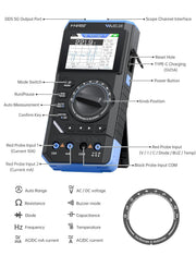 LABART DST-210 Handheld Oscilloscope 10MHz Bandwidth, 19999 Counts, Digital Oscilloscope Multimeter DDS Generator 3 IN 1