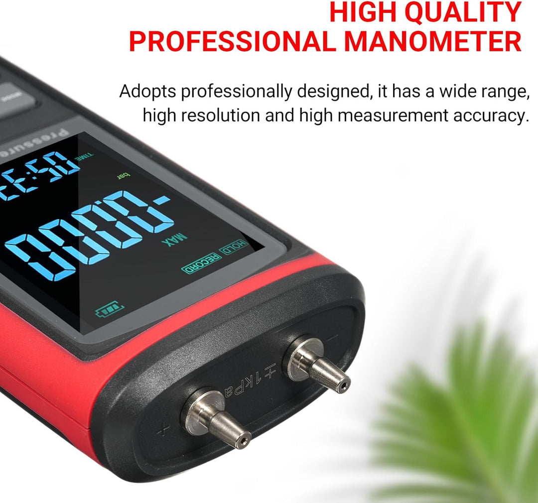 LABART Digital Manometer Dual-Port Manometer Gas Pressure Tester 13 Selectable Units GT5101