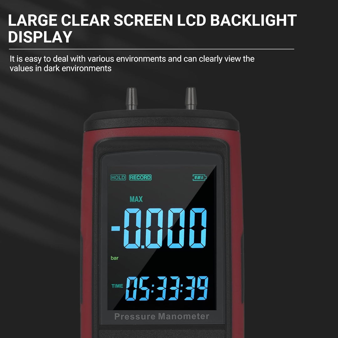 LABART Digital Manometer Dual-Port Manometer Gas Pressure Tester 13 Selectable Units GT5101