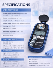 LABART Digital Refractometer for Sugar Content & Honey Brix/R.I./Moisture/Temp/Be' (LB-DR-301)