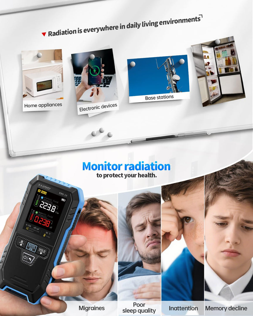 LABART 4 in 1 EMF Meter Electromagnetic Field Radiation Detector for EF, RF, MF, Temperature ERD-10