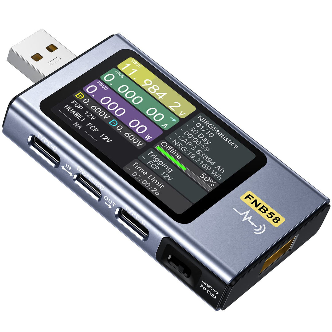 LABART FNB58 USB Battery Tester Voltmeter Ammeter Type-C Fast Charge Detection Trigger Capacity Measurement Ripple Measurement