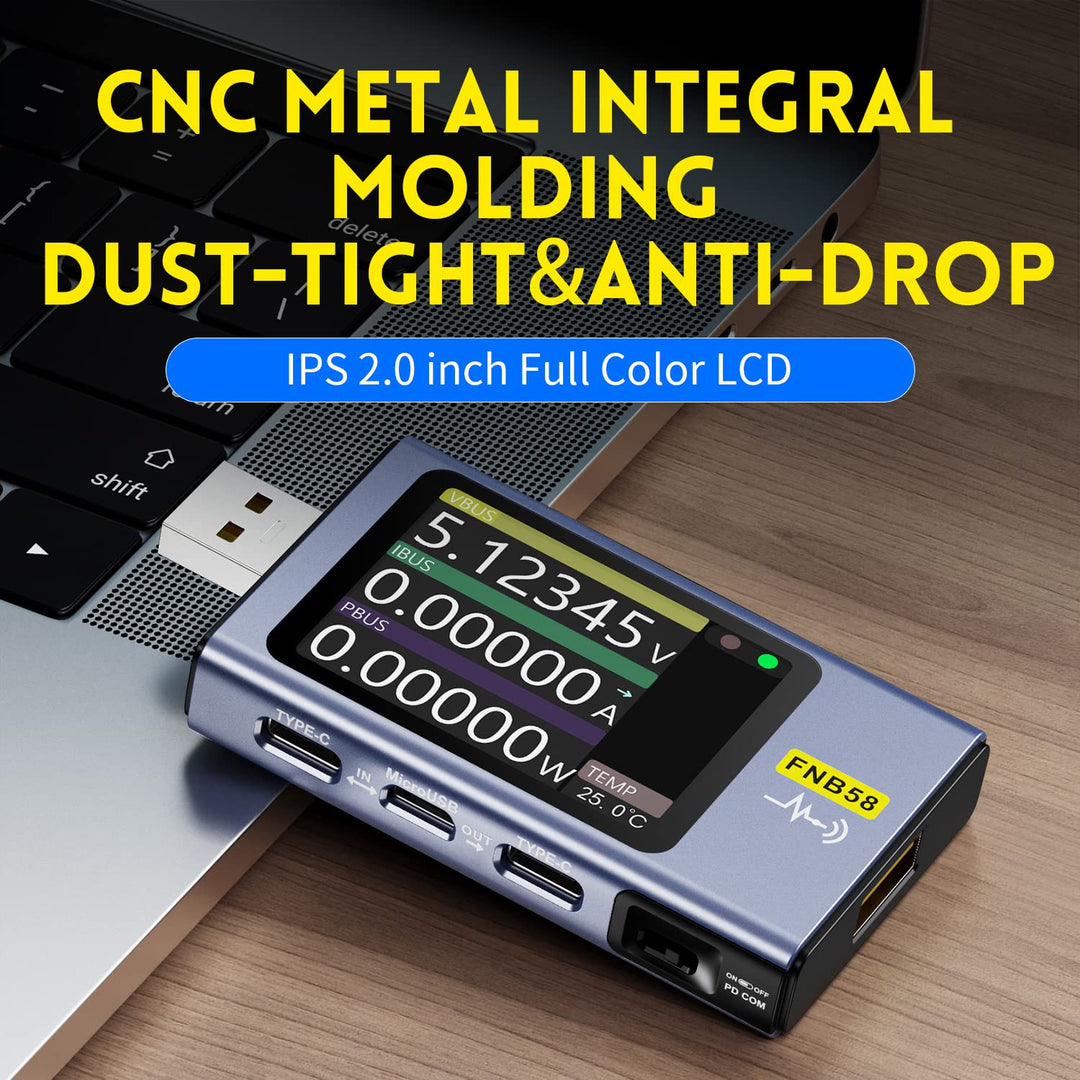 LABART FNB58 USB Battery Tester Voltmeter Ammeter Type-C Fast Charge Detection Trigger Capacity Measurement Ripple Measurement