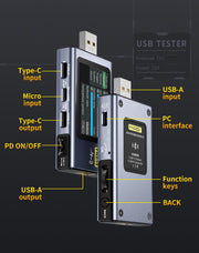 LABART Upgraded Bluetooth USB Tester, Power Multimeter 4-28V 7A LCD A&C Voltage Current Power Tester FNB58 BT