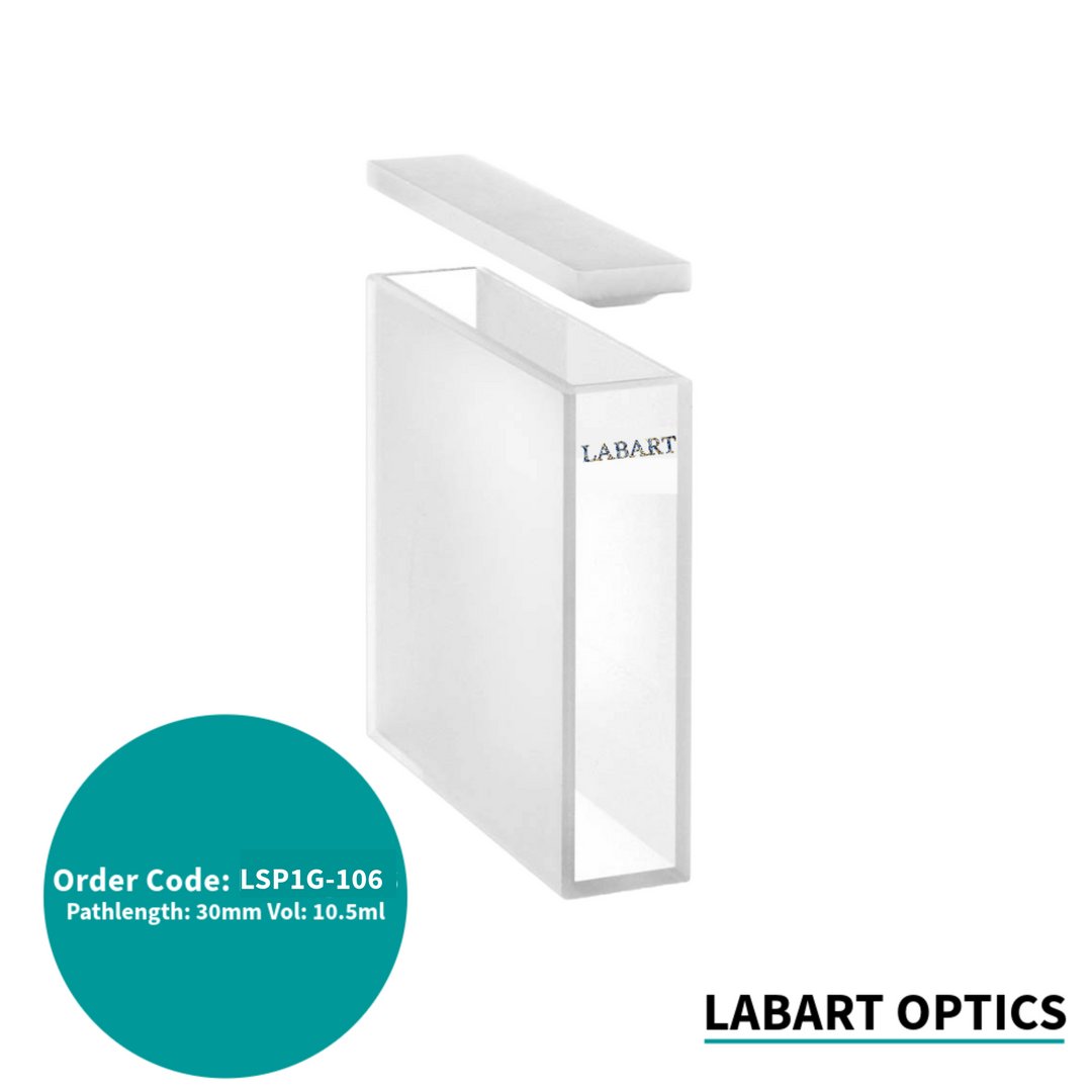 LABART™ 30mm Pathlength, 10.50ml Glass Spectrophotometer Cuvette, 2 Windows G-106