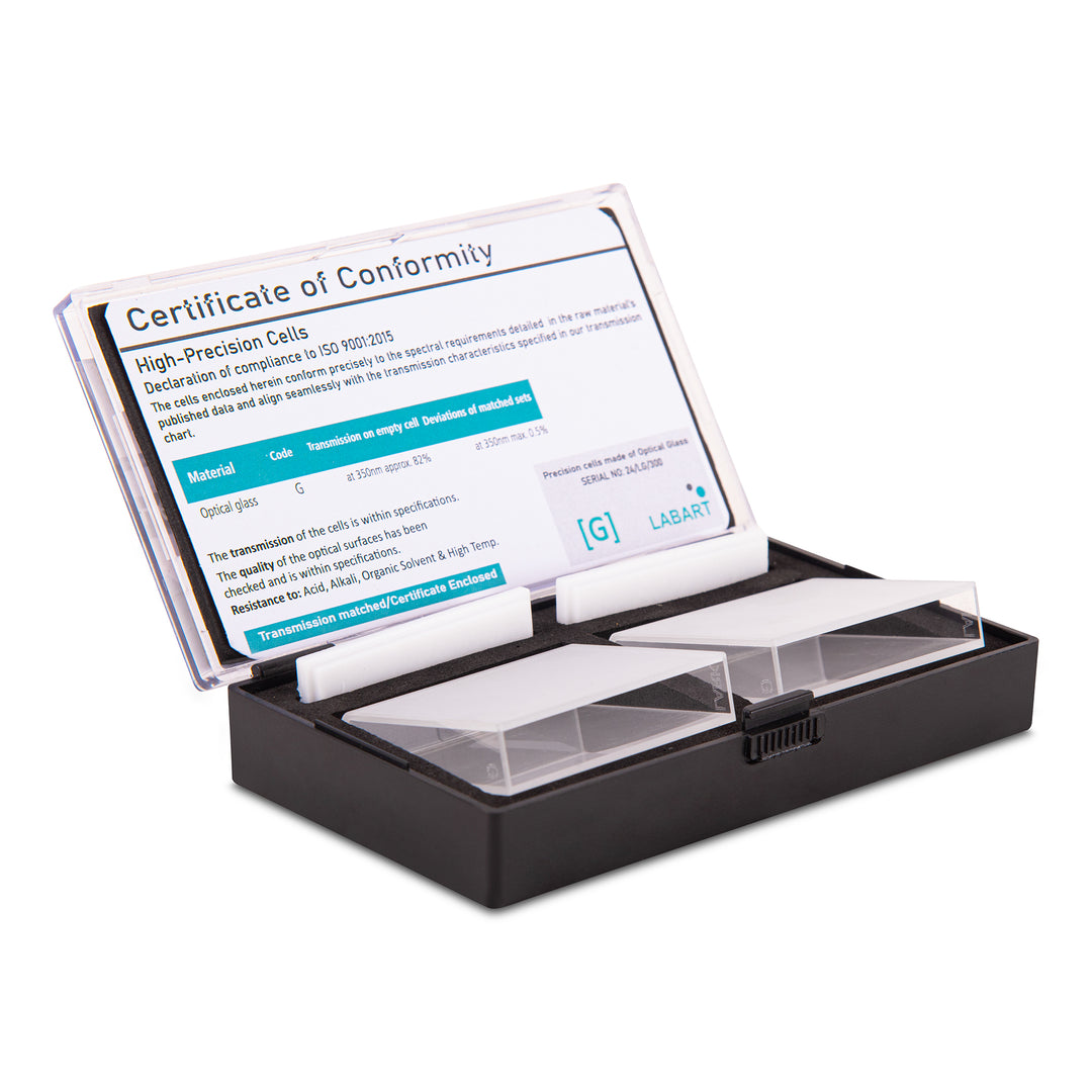 LABART™ 50mm Pathlength, 17.5ml Glass Spectrophotometer Cuvette, 2 Windows LSP1G-108