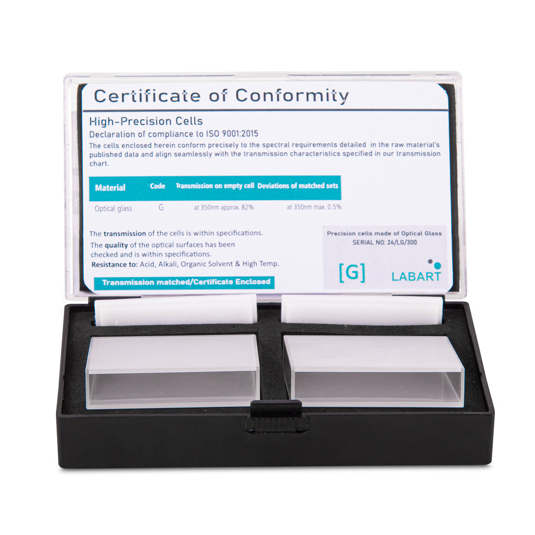 LABART™ 50mm Pathlength, 17.5ml Glass Spectrophotometer Cuvette, 2 Windows LSP1G-108