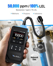 LABART GD-02 Gas Leak Detector for Natural Gas, Methane, Propane & Isobutane, 14” Flexible Gooseneck, Fast Response with Triple Alarm & IPS Display