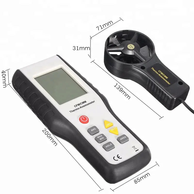 LABART HT-9819 Handheld LCD CFM/CMM Display Anemometer Thermal Thermo-Anemometer Wind Speed Anemograph 0.40-45.00m/Second 80-8858ft/minute