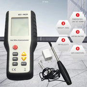 HT9829 Hot Wire Thermal Anemometer for Wind Temperature, Air Volume, Wind Speed Testing, US Plug 100-240V