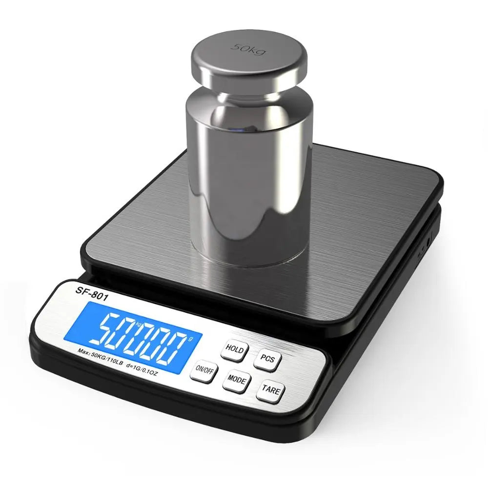 50KG Heavy Duty Stainless Steel Multifunctional Digital Postal Scale 0.1oz / 1g SF-801