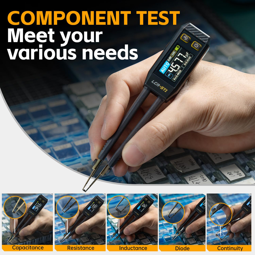 LABART LCR-ST1 Smart LCR Meter Tweezer 10kHz SMD Component Tester ESR, Resistance, Capacitance & Inductance Meter