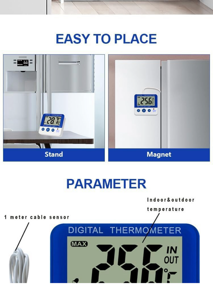 Fridge Freezer Thermometer Max/Min Memory & Alarm, LT-3